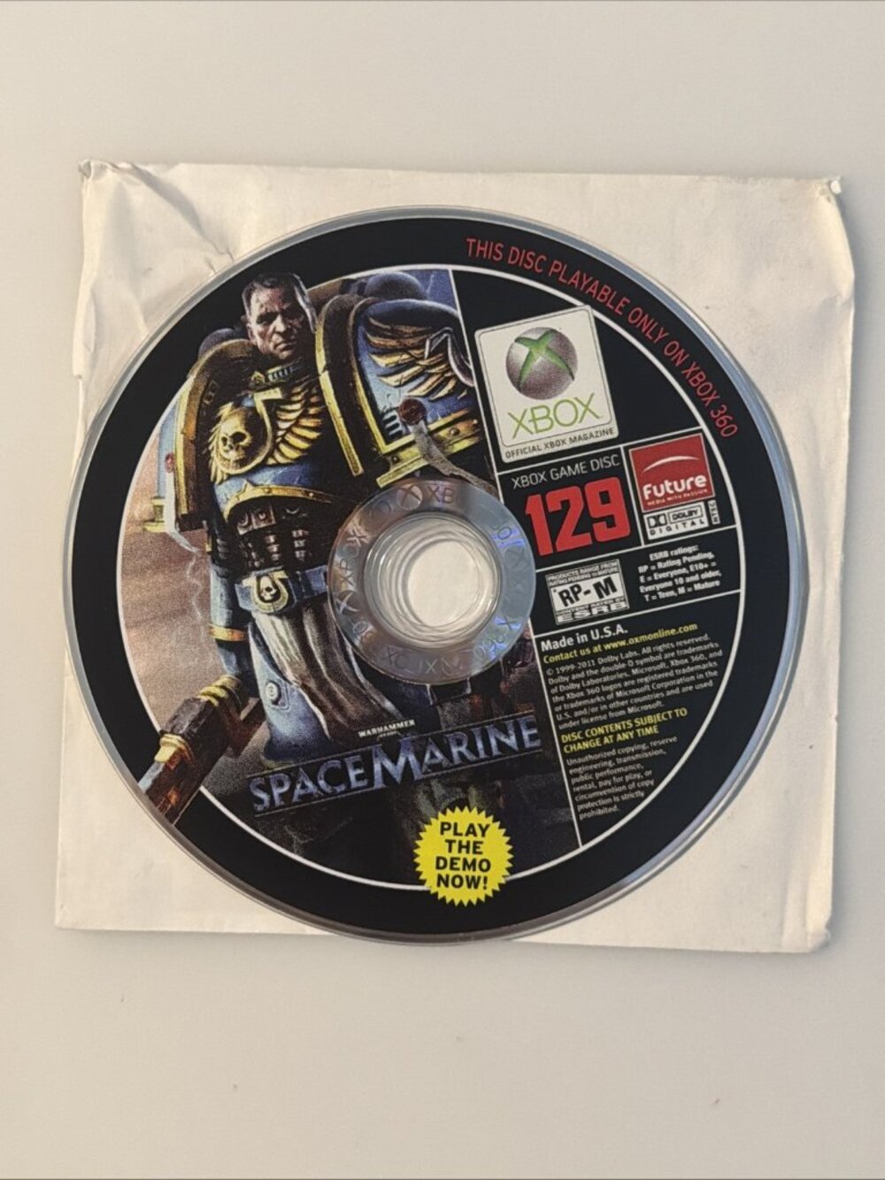 Xbox Magazine Demo Disc #129 - Warhammer 40k Space Marine Xbox 360